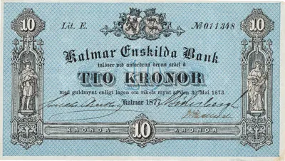 10 kronor, Kalmar Enskilda Bank, 1877