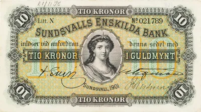 10 kronor, Sundsvalls Enskilda bank, 1901