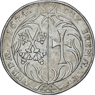 2 riksdaler, Bremen-Verden, Karl XI, 1674