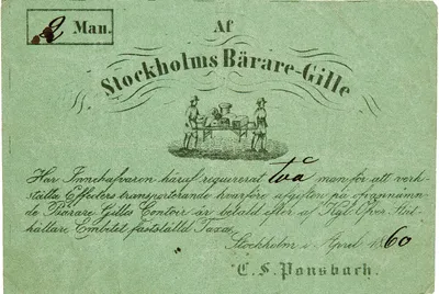 Stockholm, Stockholms Bärare-Gille, 1860-04