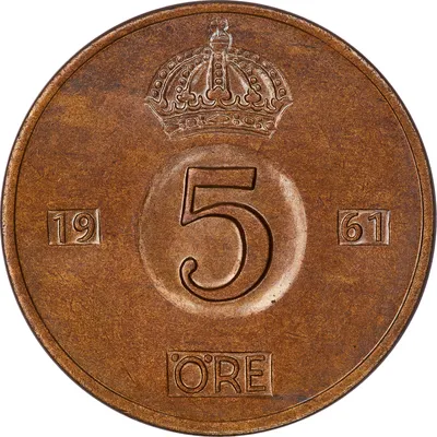 5 öre, Stockholm, Gustaf VI Adolf, 1961