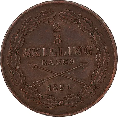 2/3  skilling banco, Stockholm, Oscar I, 1851