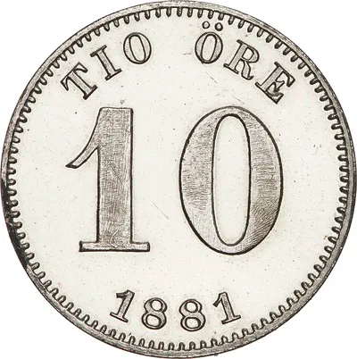 10 öre, Stockholm, Oscar II, 1881