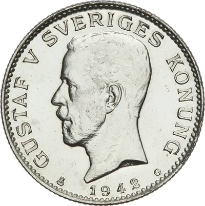 1 krona, Stockholm, Gustaf V, 1942