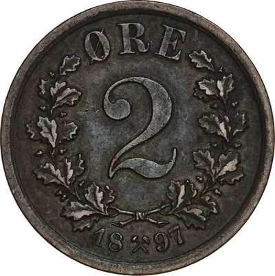 2  öre, Kongsberg, Oscar II, 1897