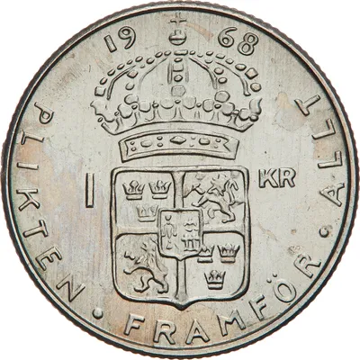 1 krona, Stockholm, Gustaf VI Adolf, 1968