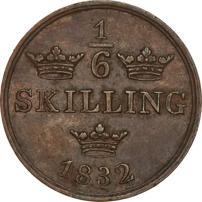 1/6 skilling, Stockholm, Karl XIV Johan, 1832