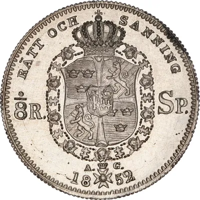 1/8 riksdaler specie, Stockholm, Oscar I, 1852