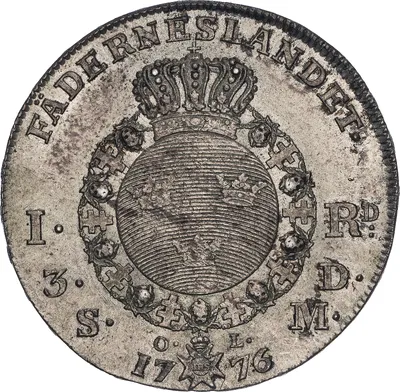 3 daler silvermynt, Stockholm, Gustav III, 1776