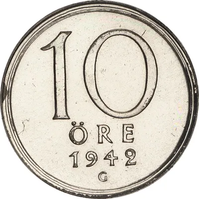 10 öre, Stockholm, Gustaf V, 1942